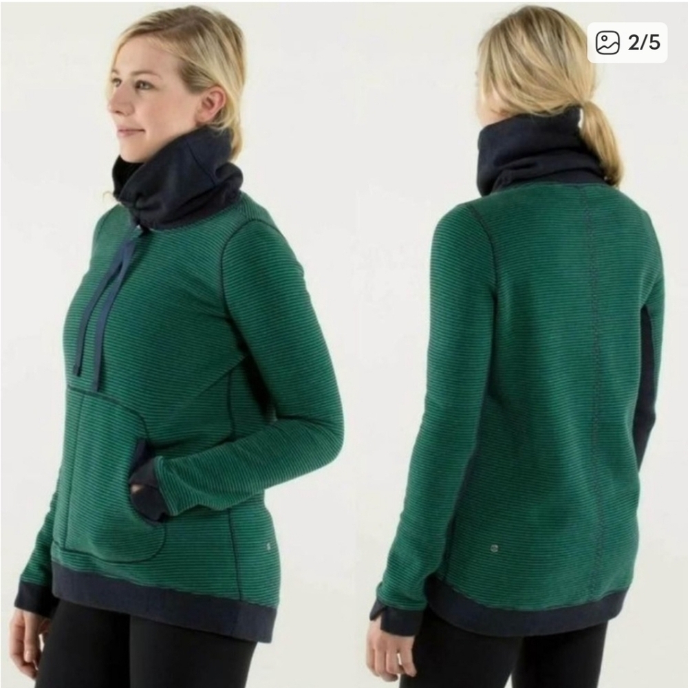 Lululemon Avenue PulloverHyper Stripe Green Bean / Heathered Inkwell Size 8